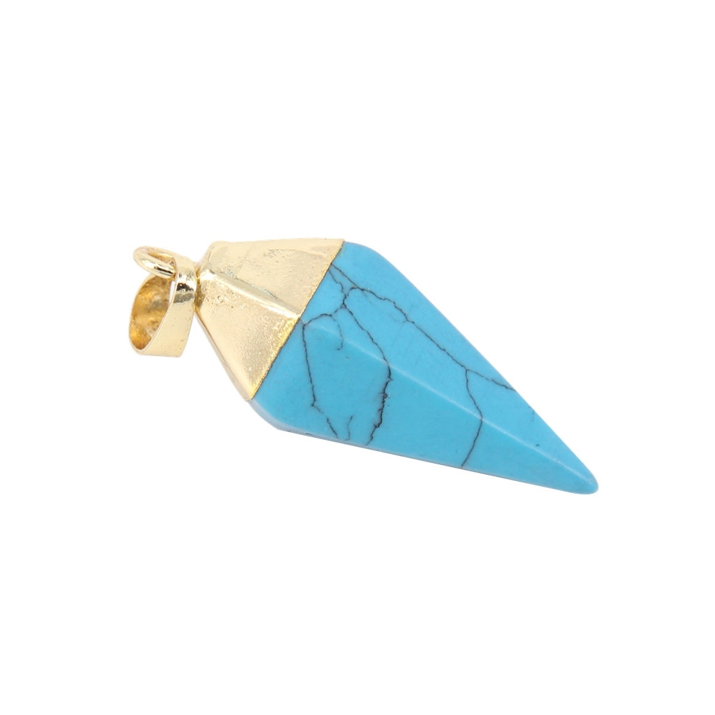 Silver Hexahedral Cone Gemstone Pendant