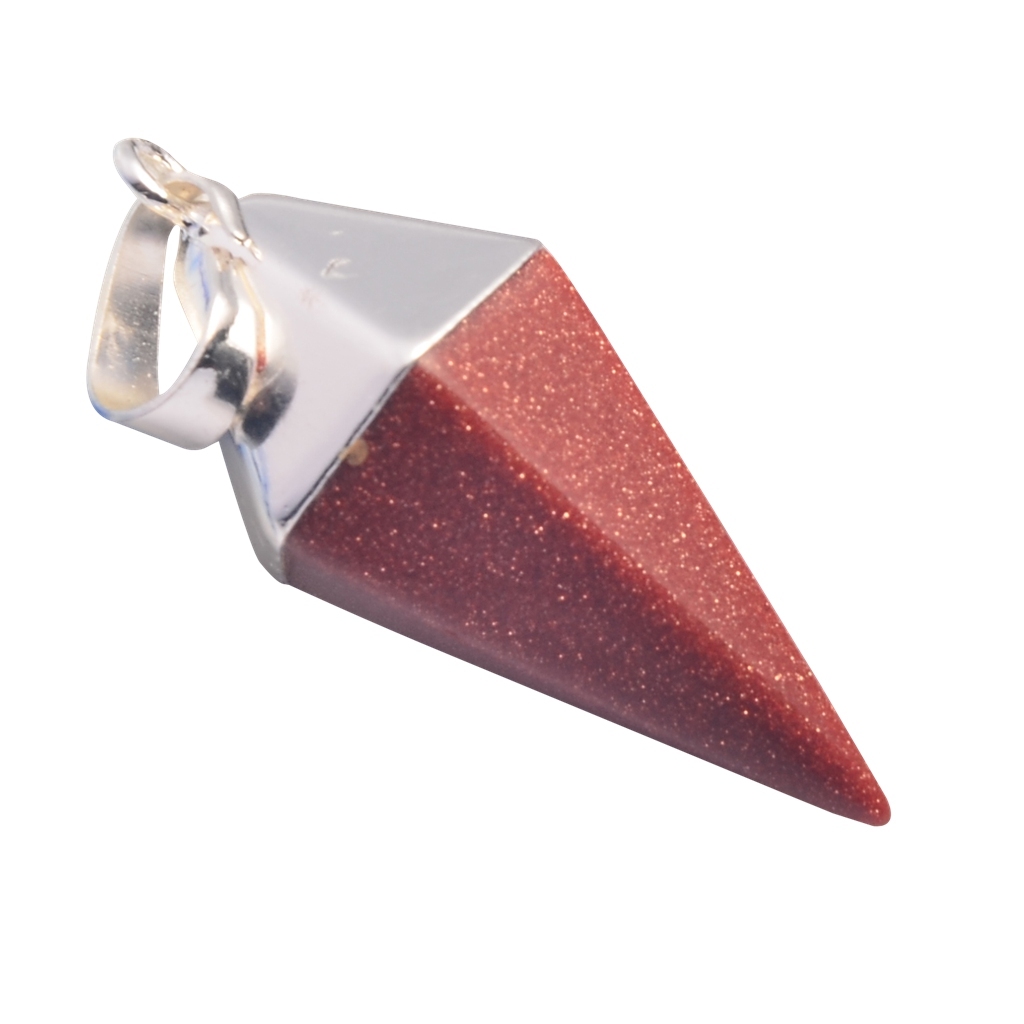 Silver Hexahedral Cone Gemstone Pendant