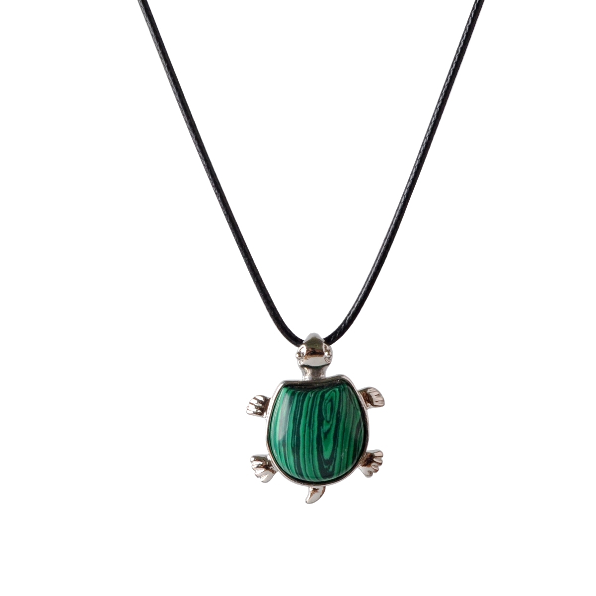 Silver Tortoise Gemstone Pendant