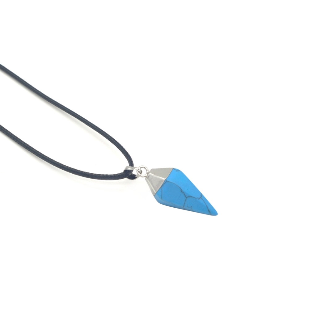 Silver Hexahedral Cone Gemstone Pendant