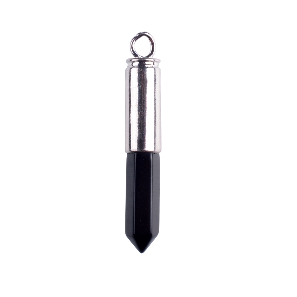 Silver Hexahedral Cylinder Gemstone Pendant