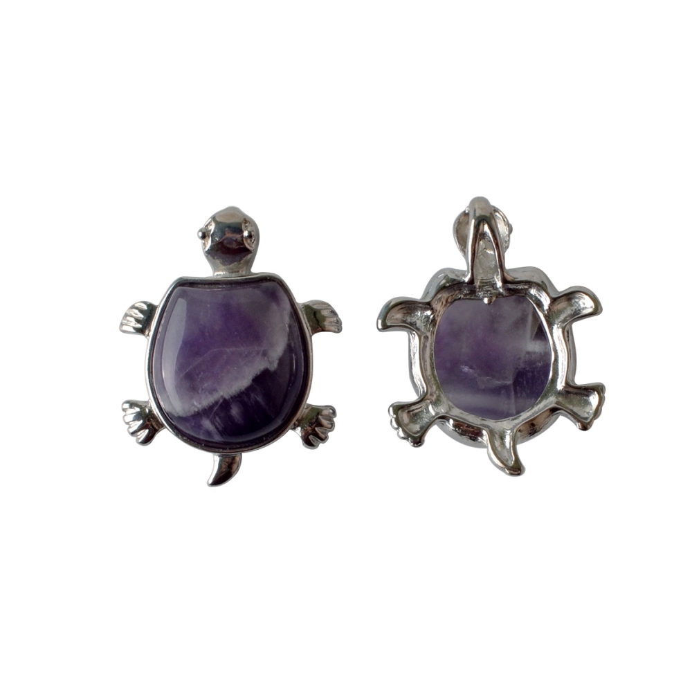 Silver Tortoise Gemstone Pendant
