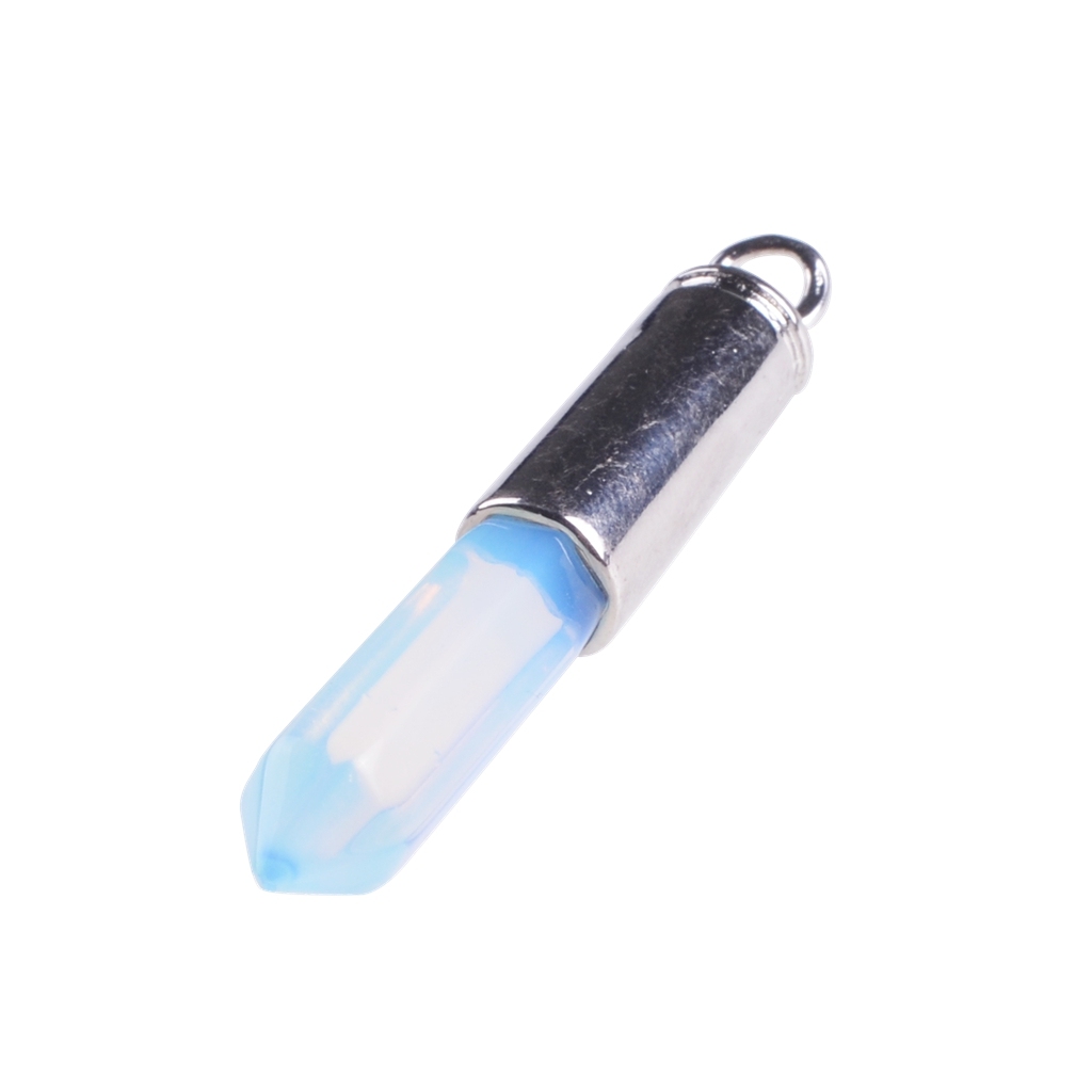 Silver Hexahedral Cylinder Gemstone Pendant