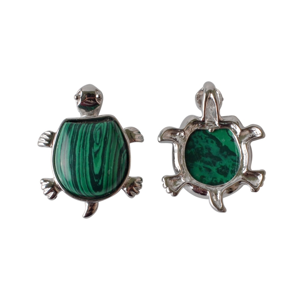 Silver Tortoise Gemstone Pendant