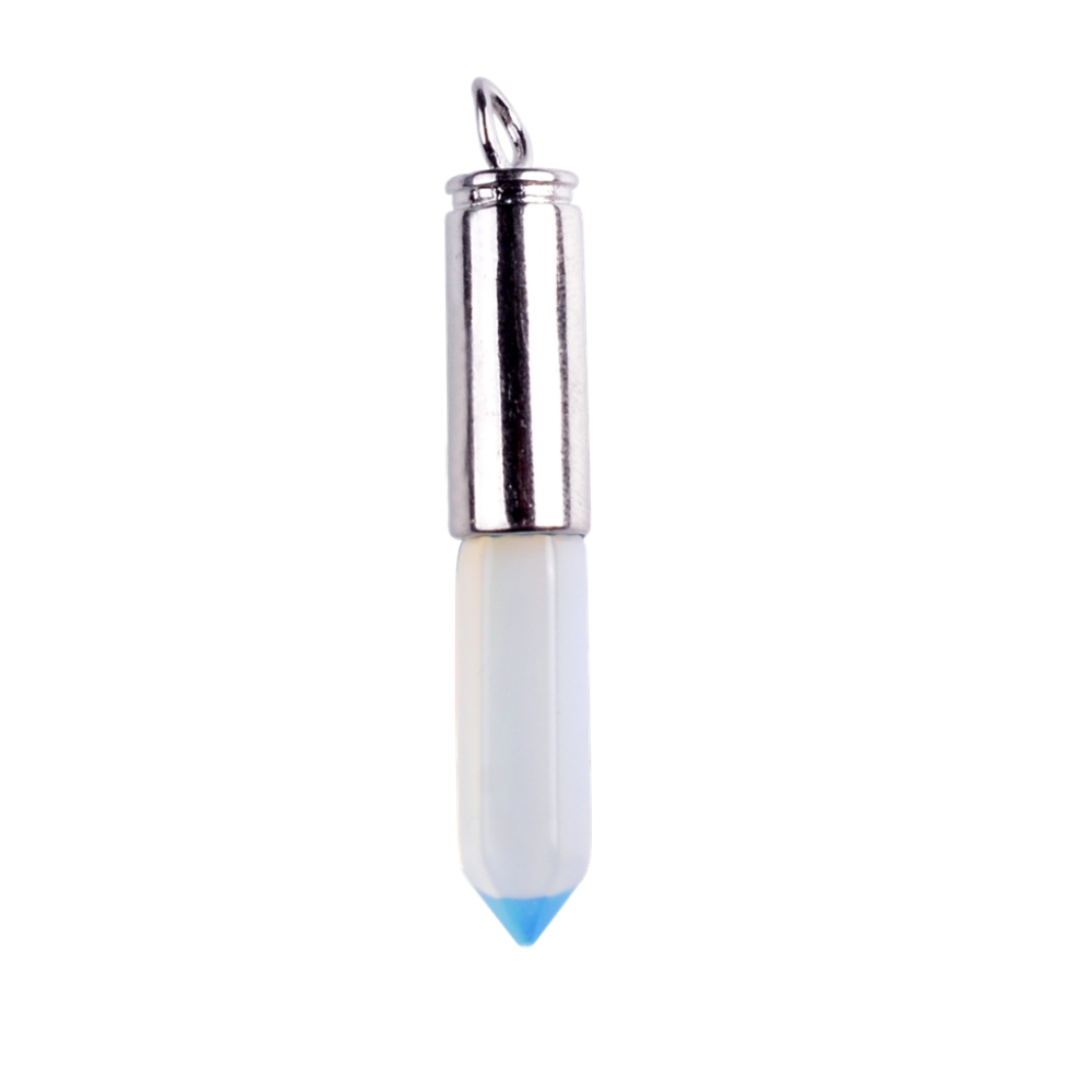 Silver Hexahedral Cylinder Gemstone Pendant