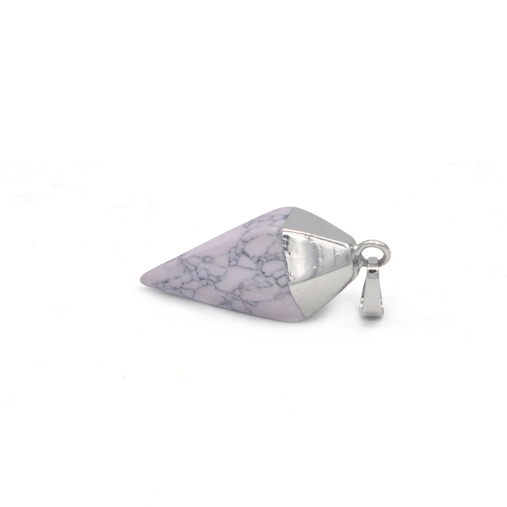 Silver Hexahedral Cone Gemstone Pendant