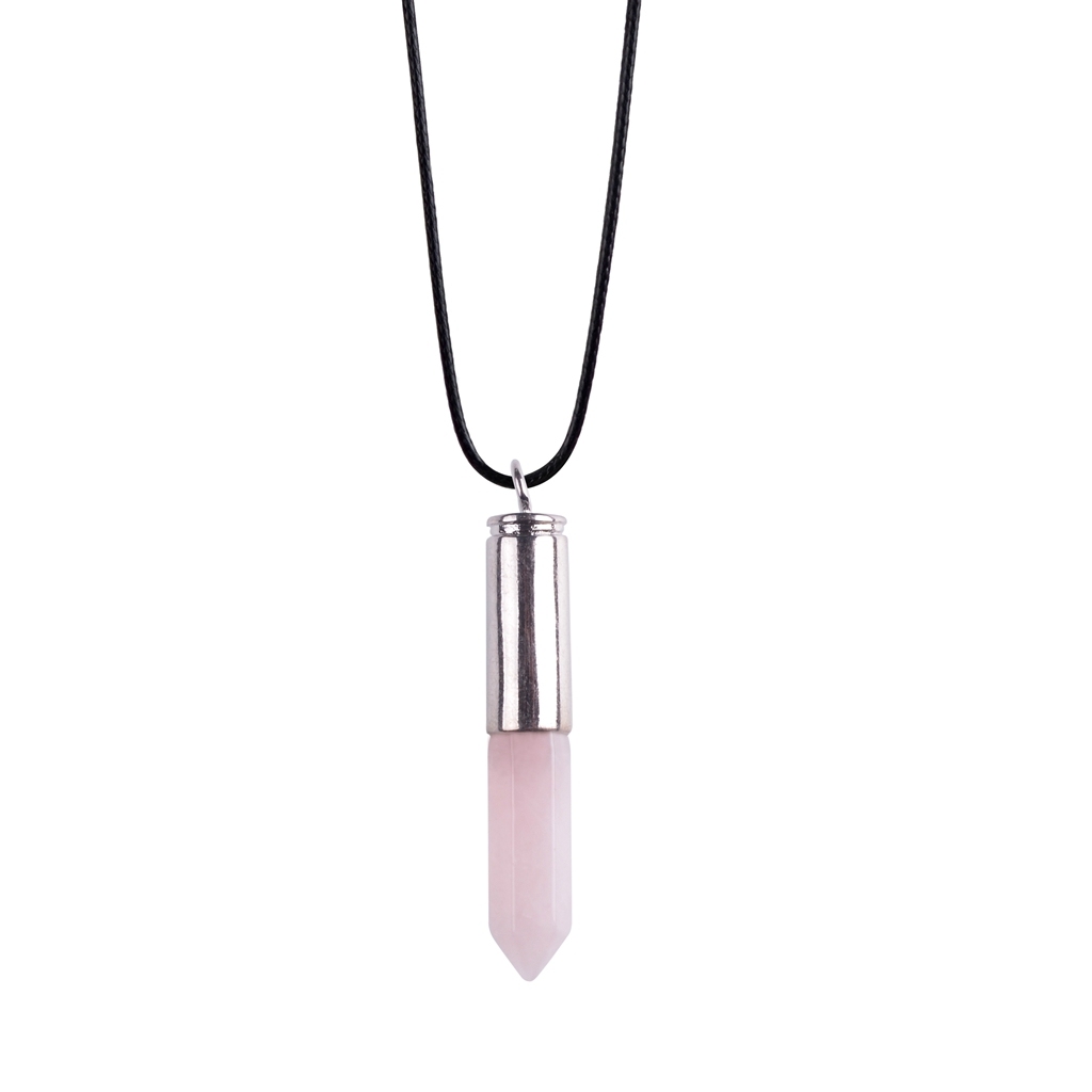 Silver Hexahedral Cylinder Gemstone Pendant
