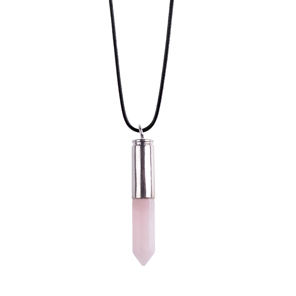 Silver Hexahedral Cylinder Gemstone Pendant