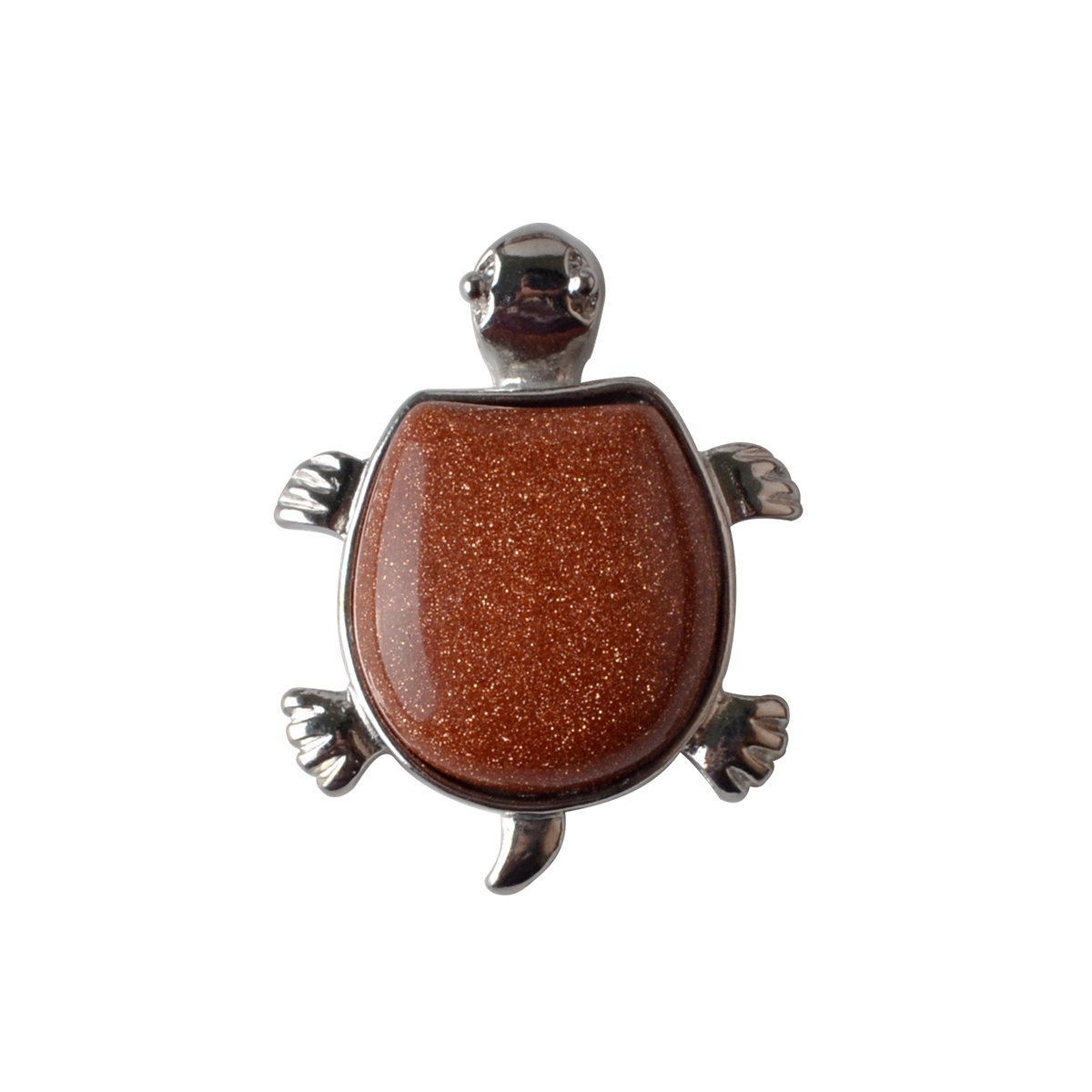 Silver Tortoise Gemstone Pendant