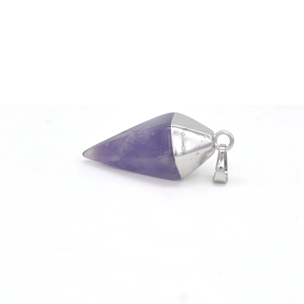 Silver Hexahedral Cone Gemstone Pendant