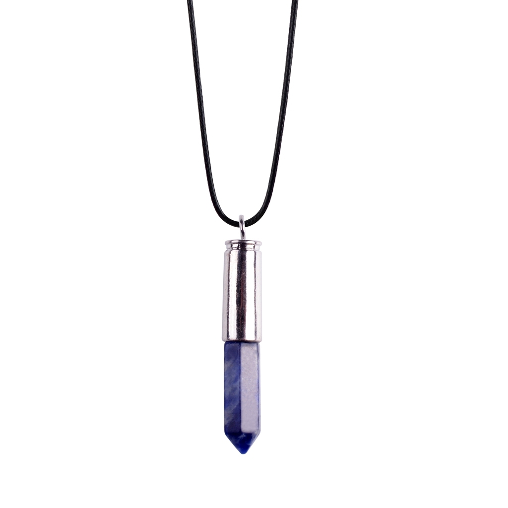 Silver Hexahedral Cylinder Gemstone Pendant