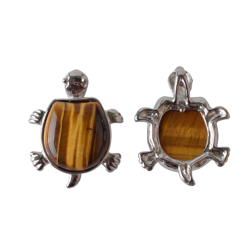 Silver Tortoise Gemstone Pendant