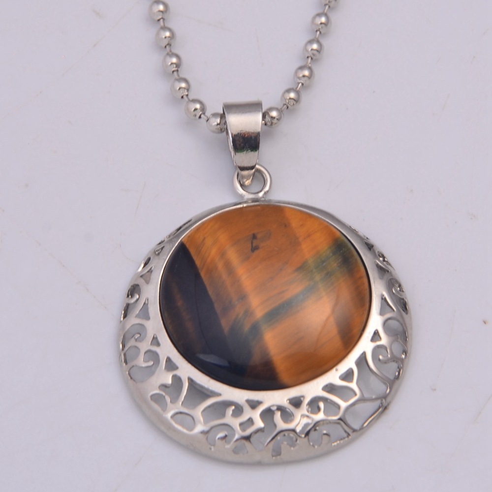 Silver Coin Gemstone Pendant