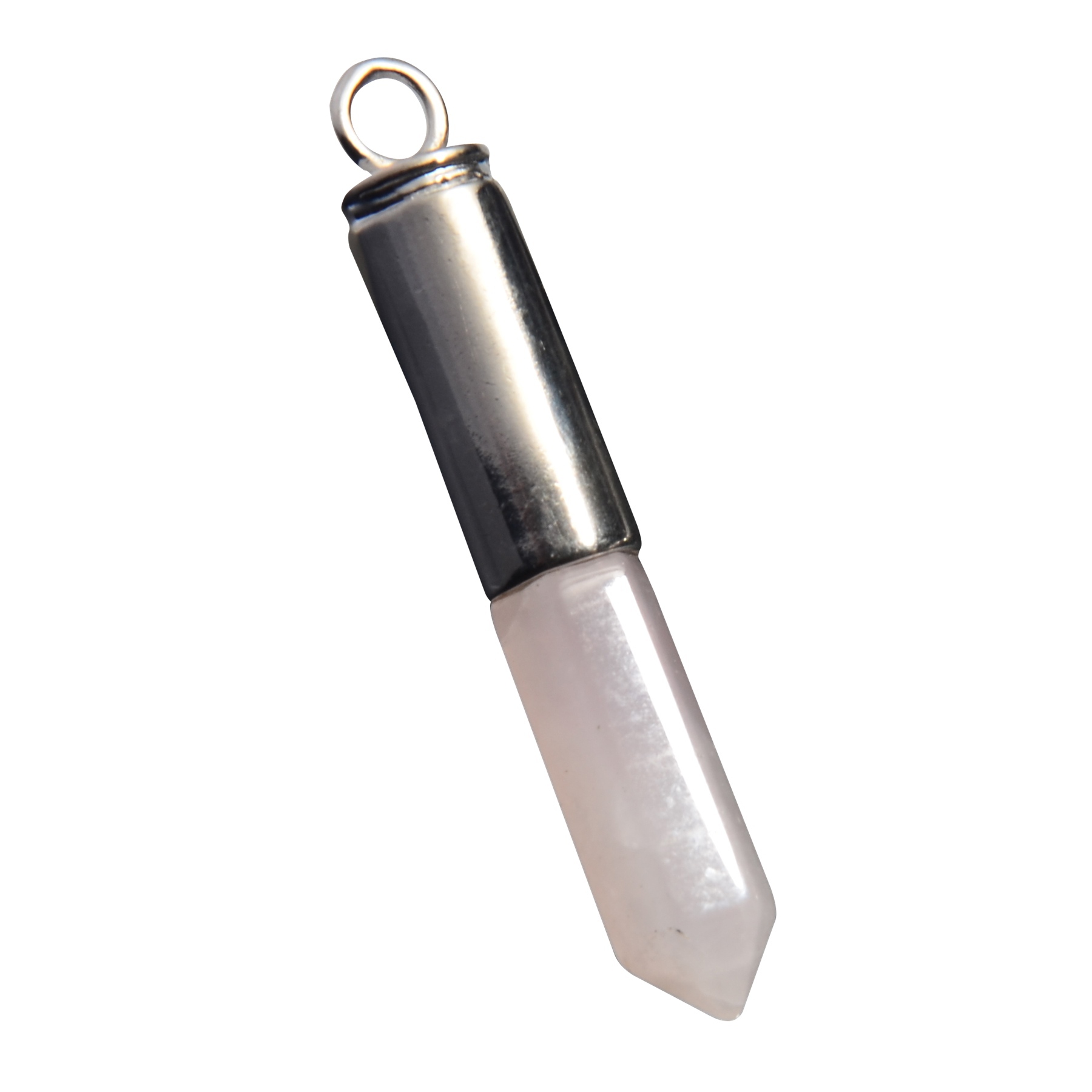 Silver Hexahedral Cylinder Gemstone Pendant