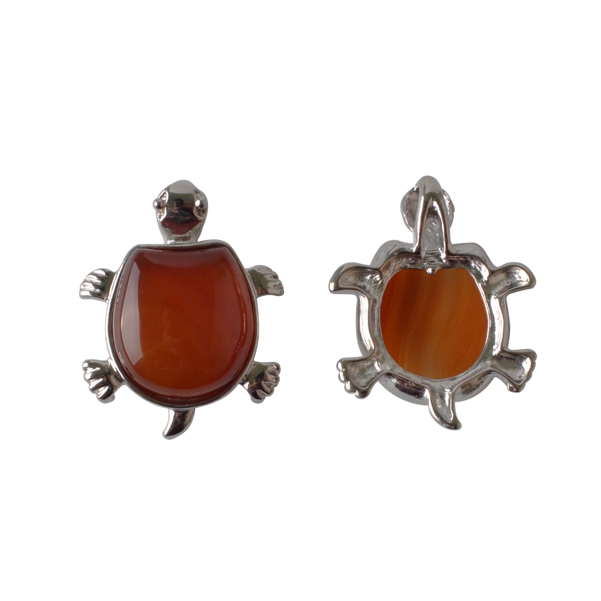Silver Tortoise Gemstone Pendant