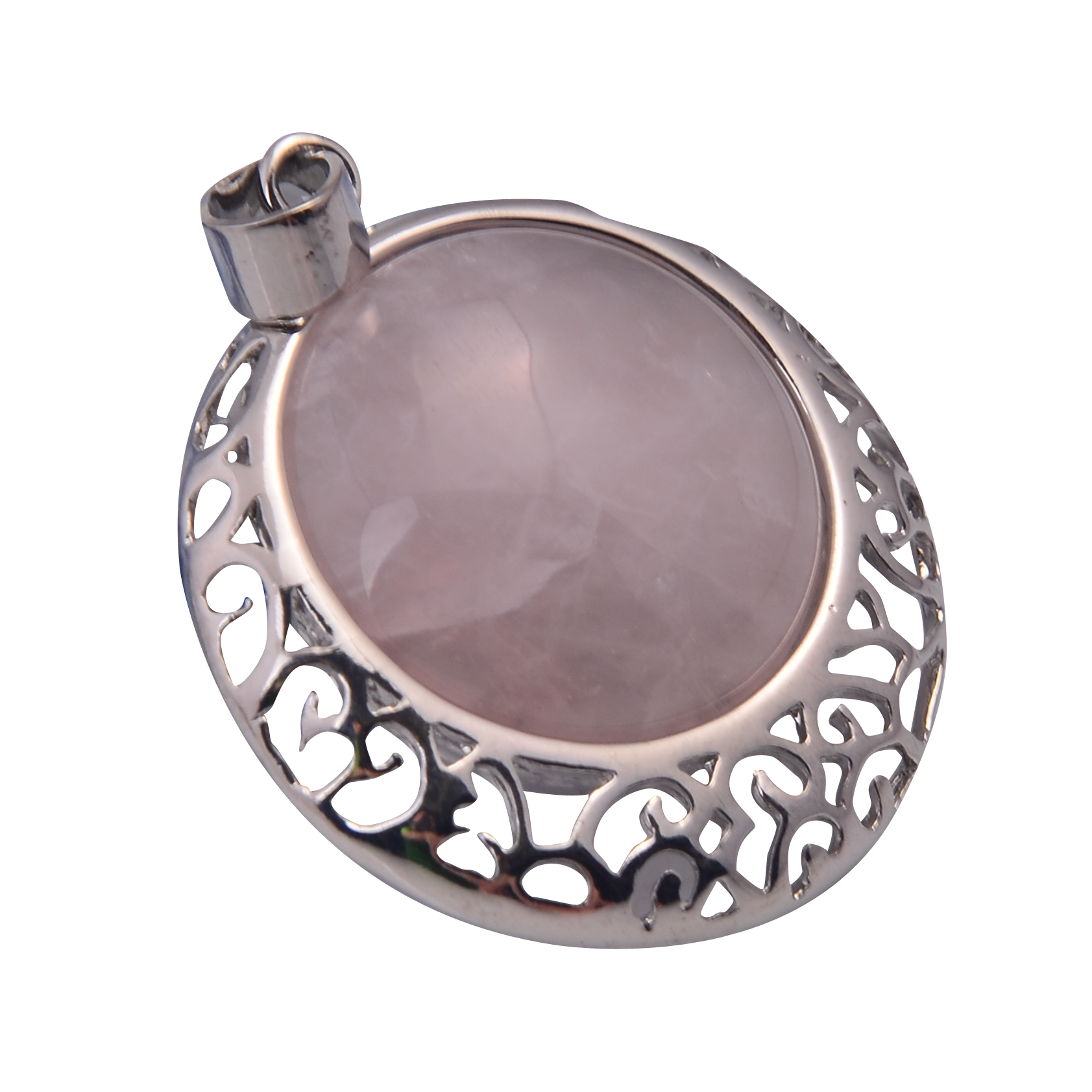 Silver Coin Gemstone Pendant