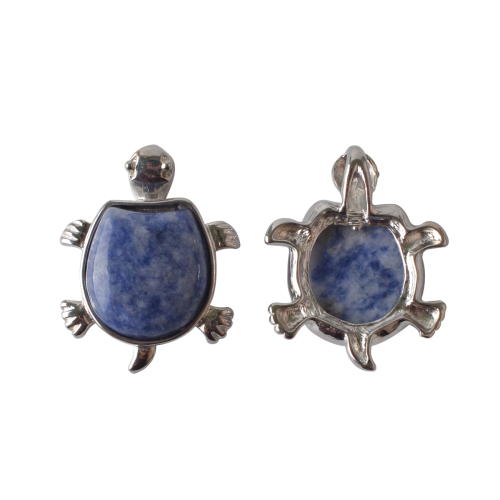 Silver Tortoise Gemstone Pendant