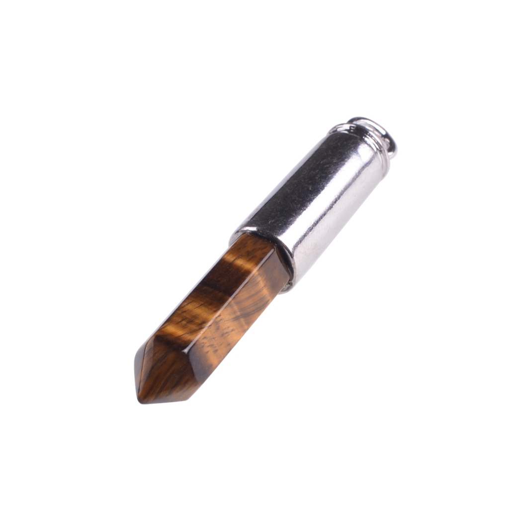 Silver Hexahedral Cylinder Gemstone Pendant