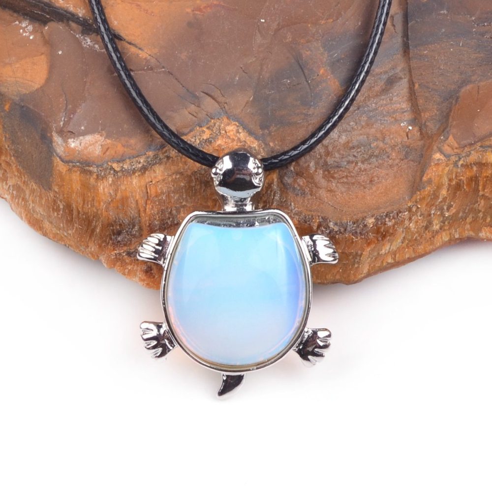 Silver Tortoise Gemstone Pendant