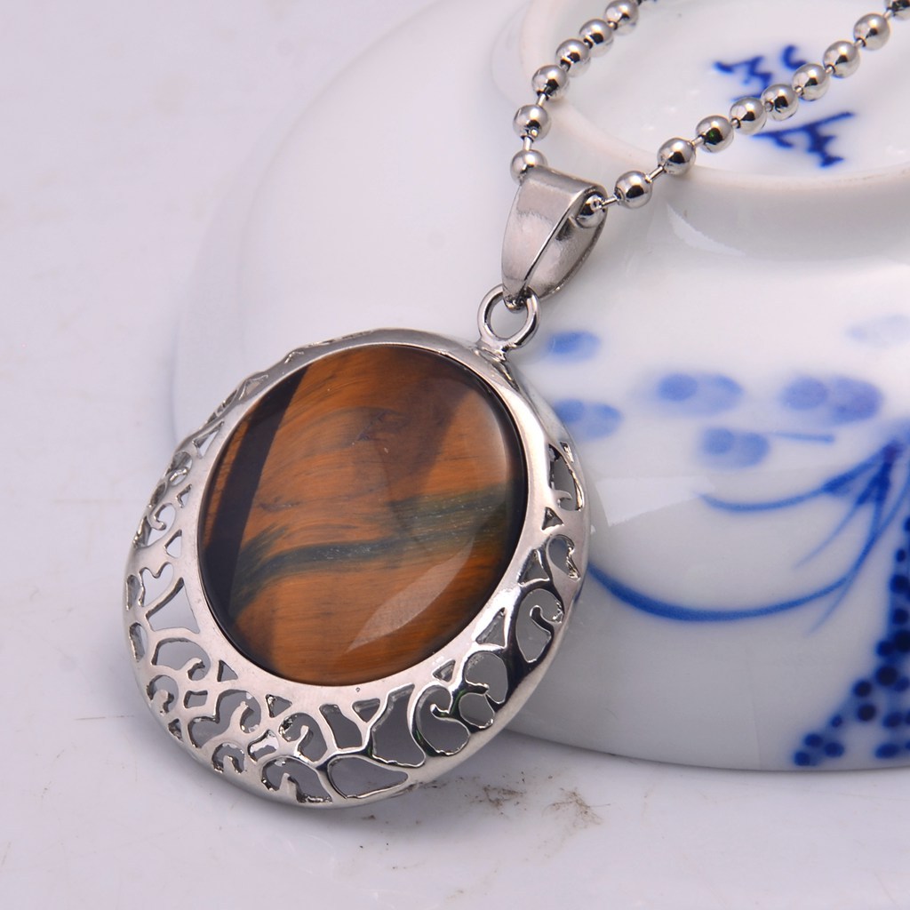 Silver Coin Gemstone Pendant