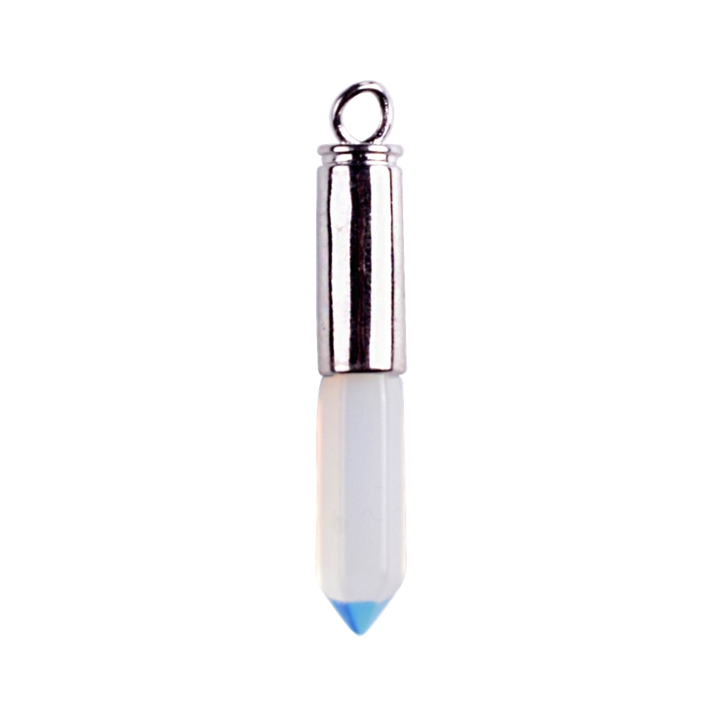 Silver Hexahedral Cylinder Gemstone Pendant