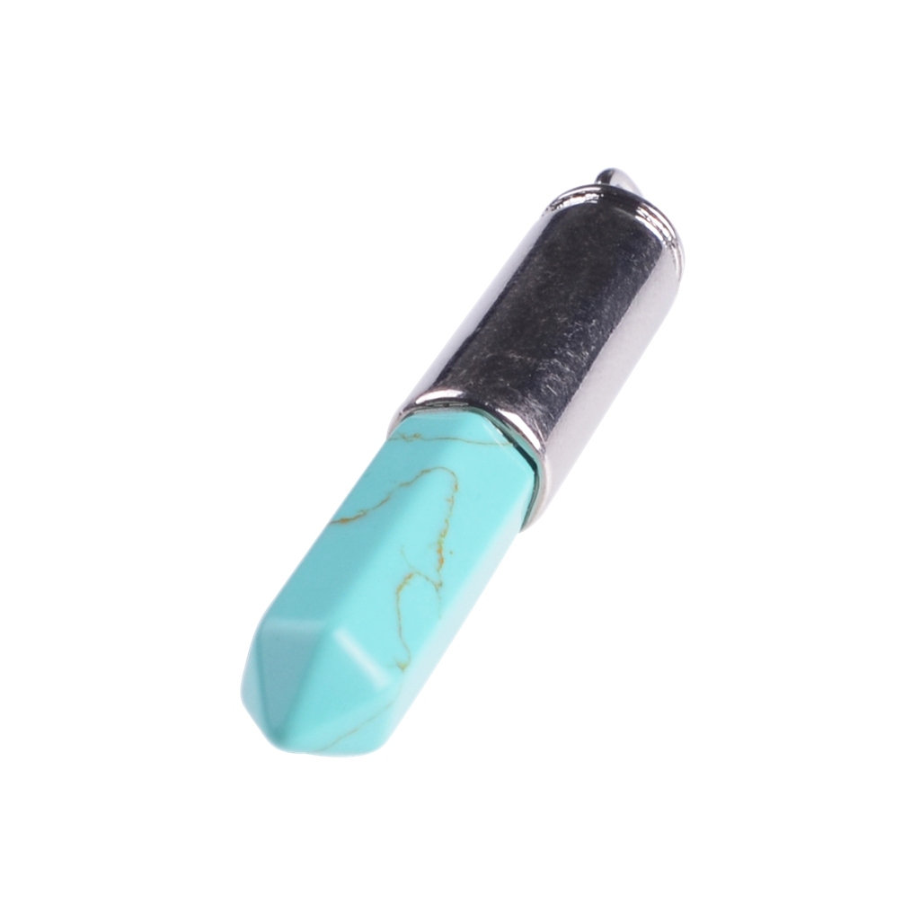 Silver Hexahedral Cylinder Gemstone Pendant