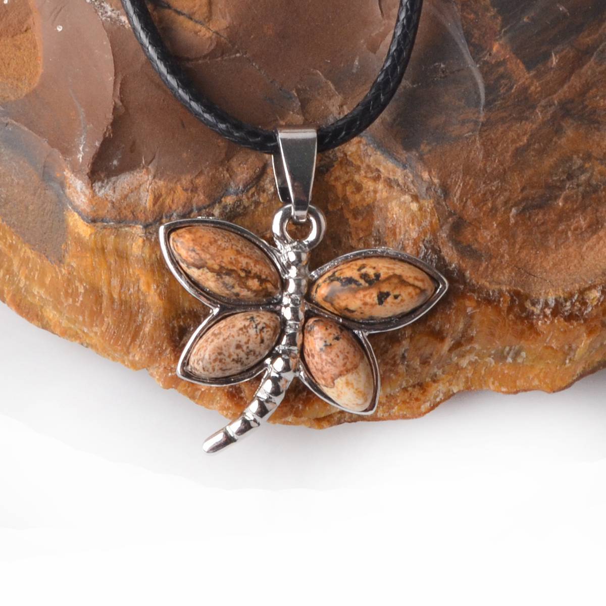 Silver Butterfly Gemstone Pendant
