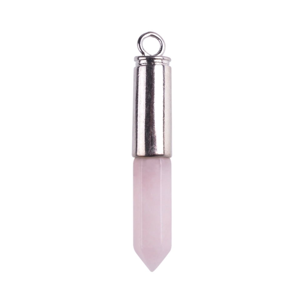 Silver Hexahedral Cylinder Gemstone Pendant