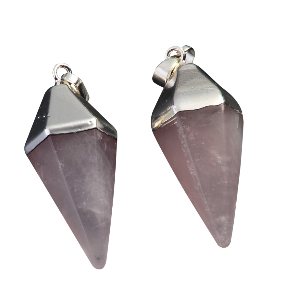 Silver Hexahedral Cone Gemstone Pendant