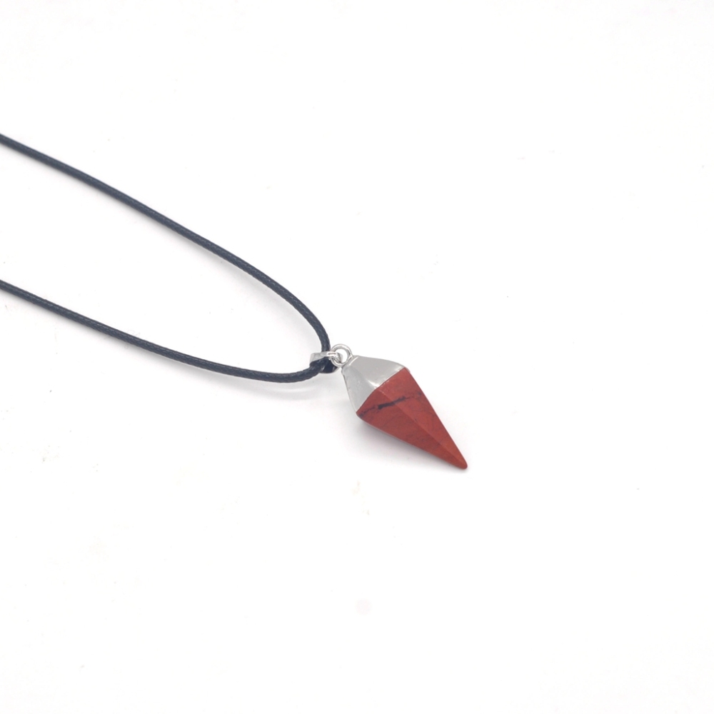 Silver Hexahedral Cone Gemstone Pendant