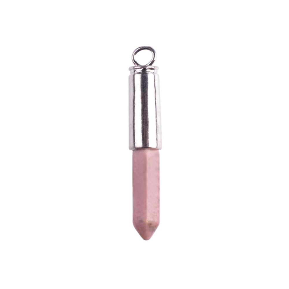 Silver Hexahedral Cylinder Gemstone Pendant