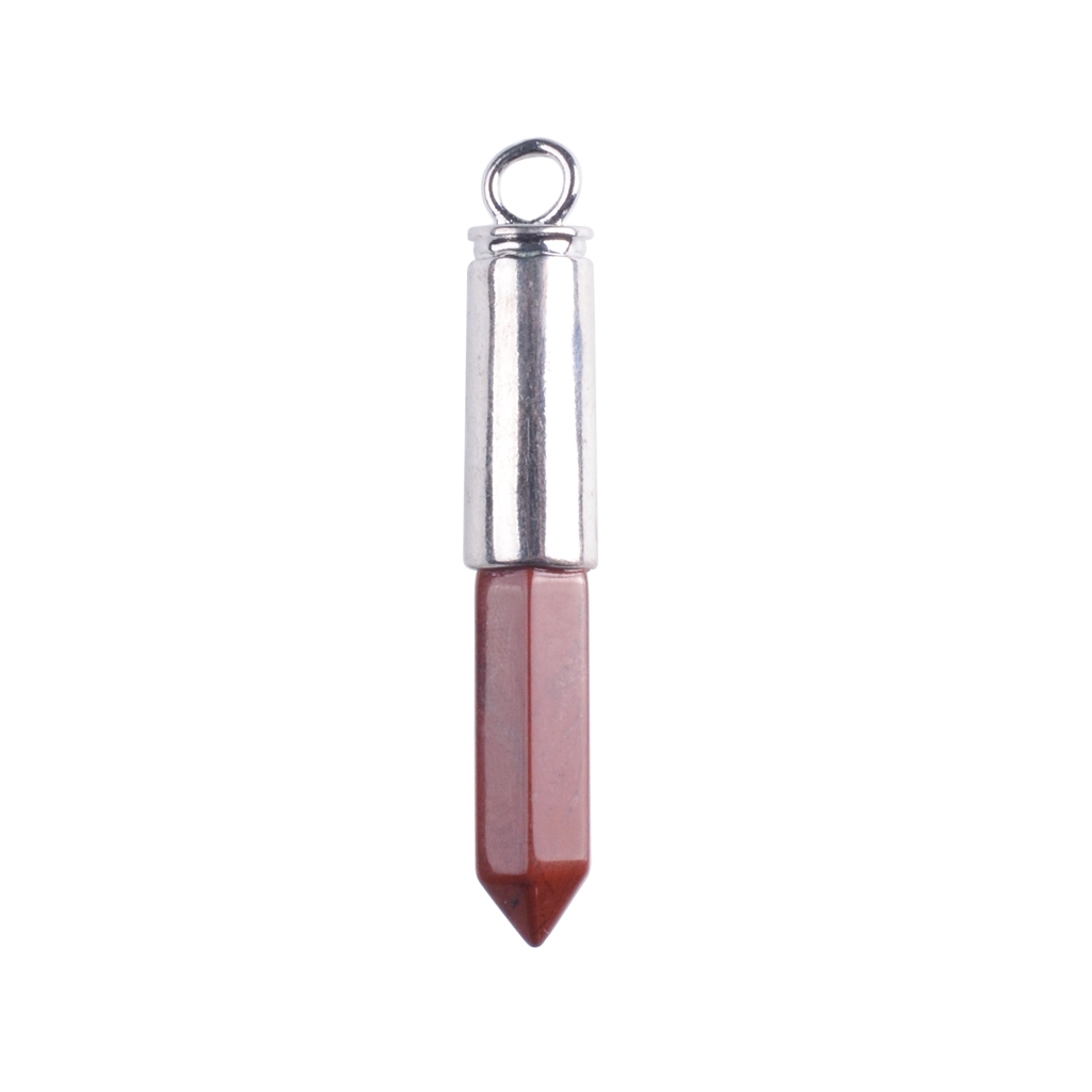 Silver Hexahedral Cylinder Gemstone Pendant