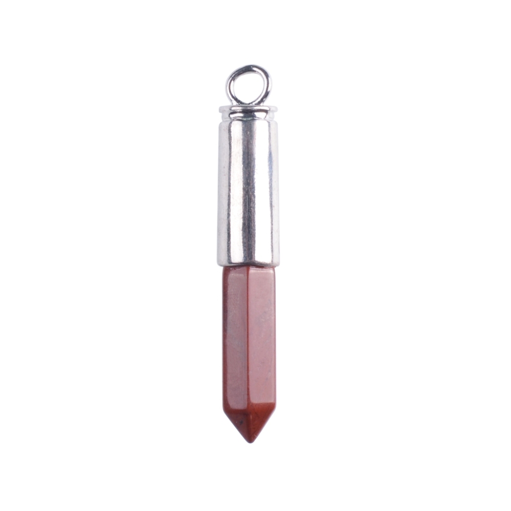 Silver Hexahedral Cylinder Gemstone Pendant