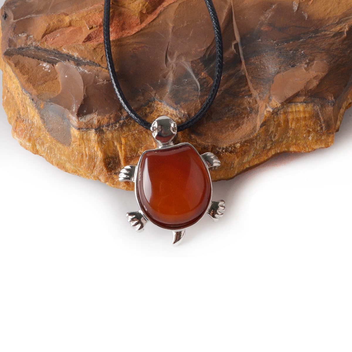 Silver Tortoise Gemstone Pendant