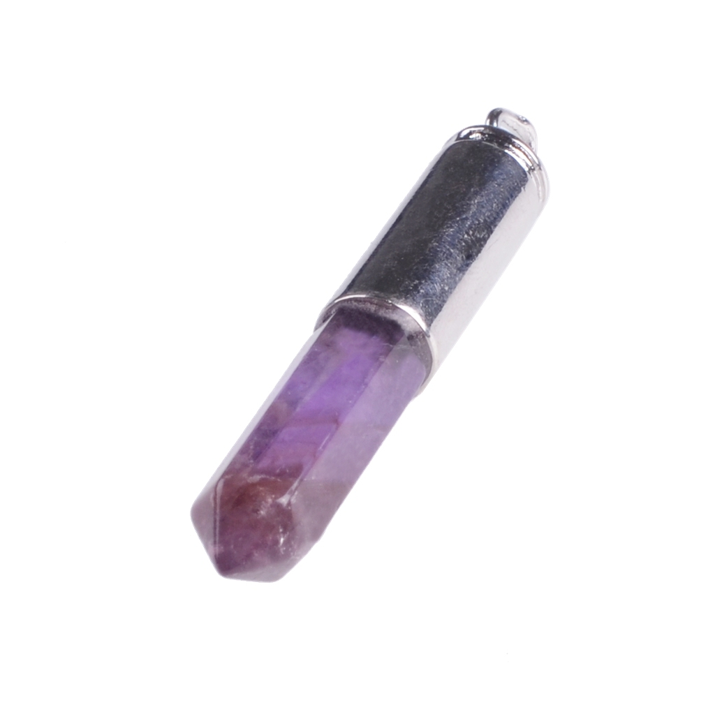 Silver Hexahedral Cylinder Gemstone Pendant