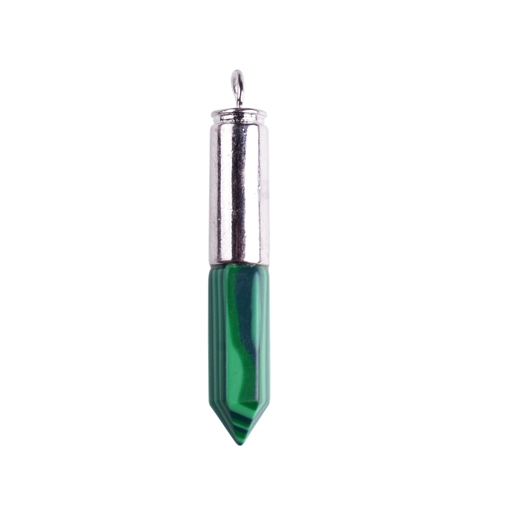 Silver Hexahedral Cylinder Gemstone Pendant