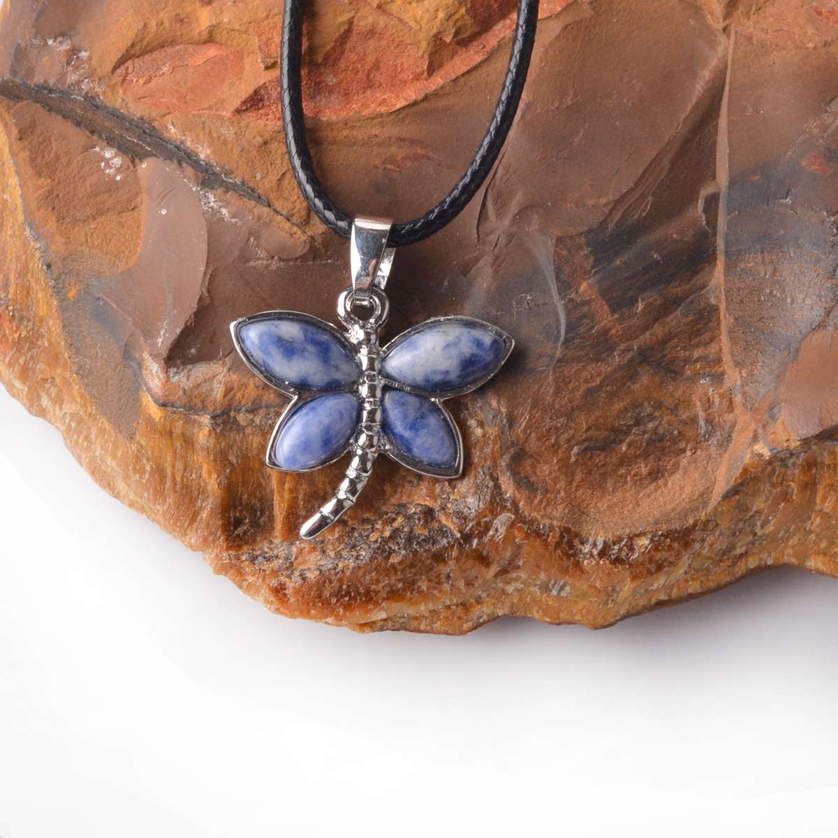 Silver Butterfly Gemstone Pendant