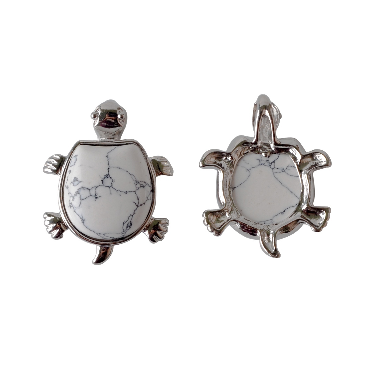 Silver Tortoise Gemstone Pendant
