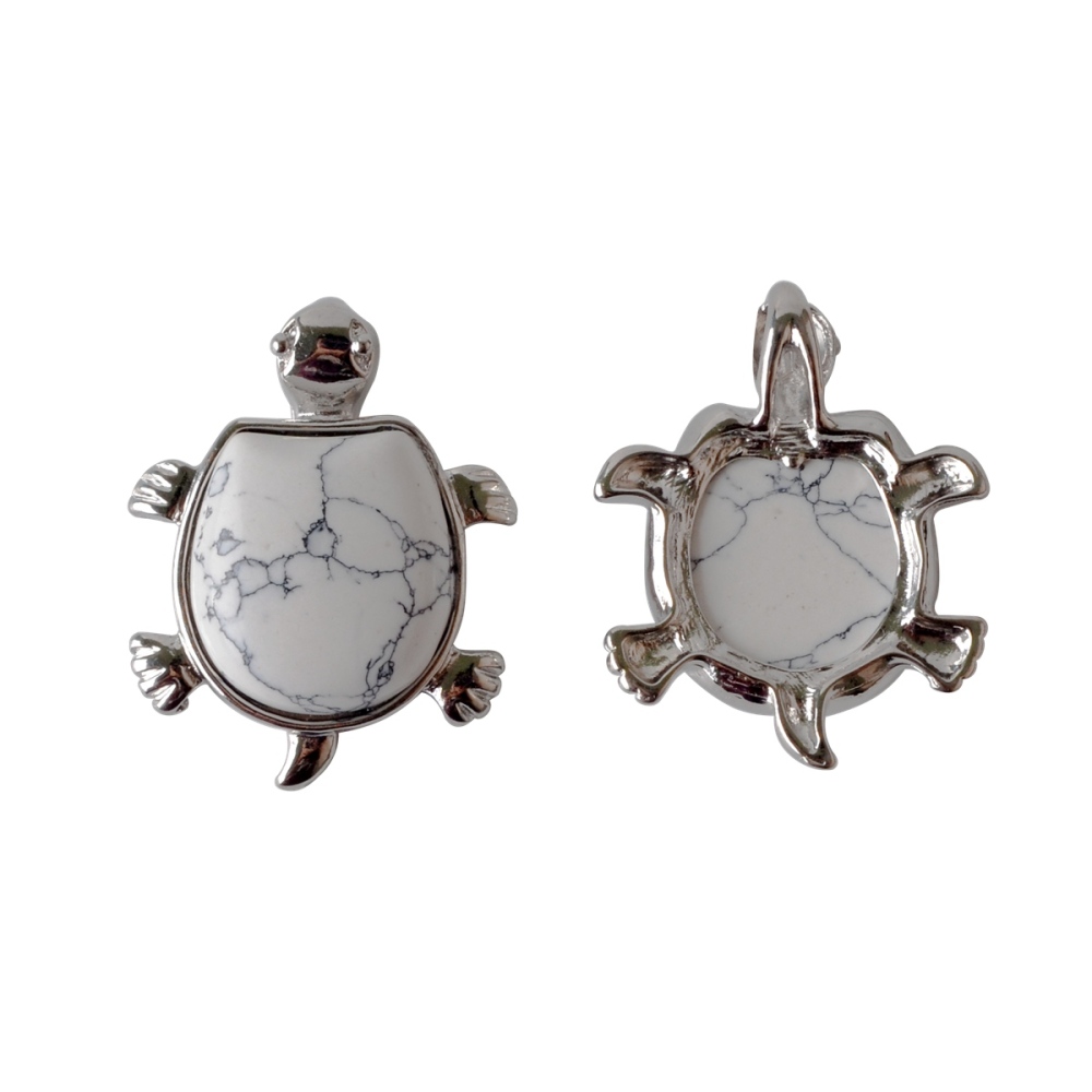 Silver Tortoise Gemstone Pendant