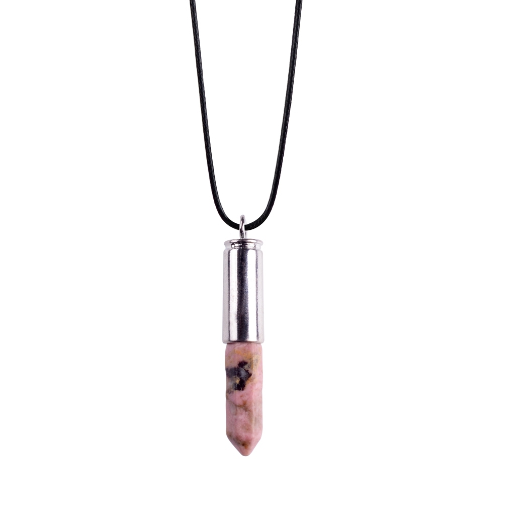 Silver Hexahedral Cylinder Gemstone Pendant