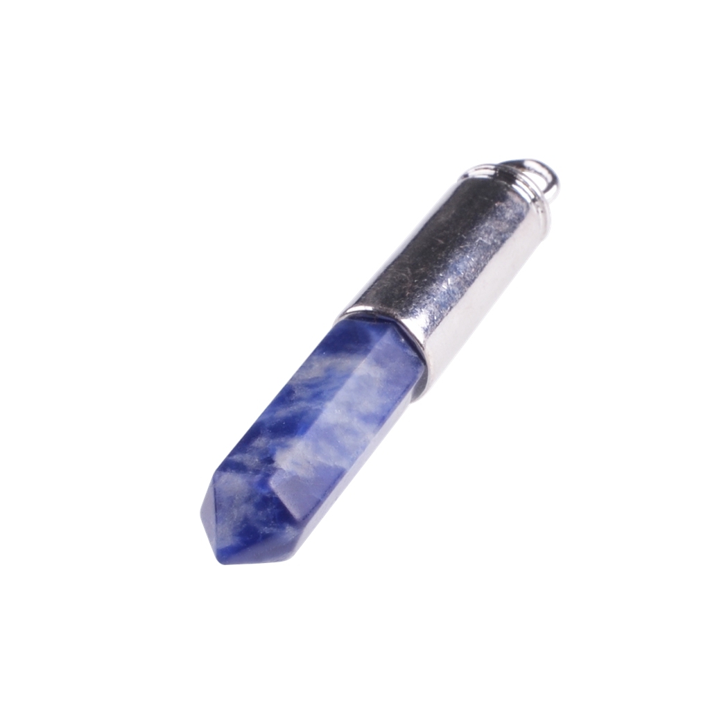 Silver Hexahedral Cylinder Gemstone Pendant