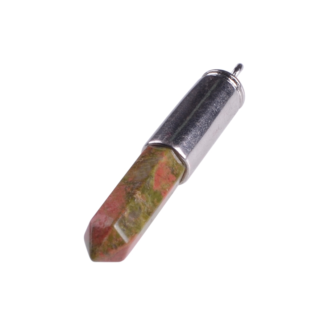 Silver Hexahedral Cylinder Gemstone Pendant