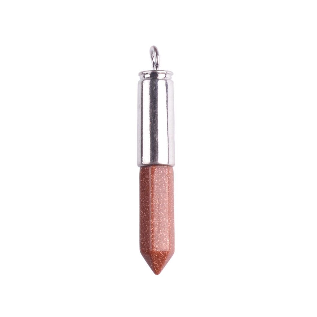 Silver Hexahedral Cylinder Gemstone Pendant