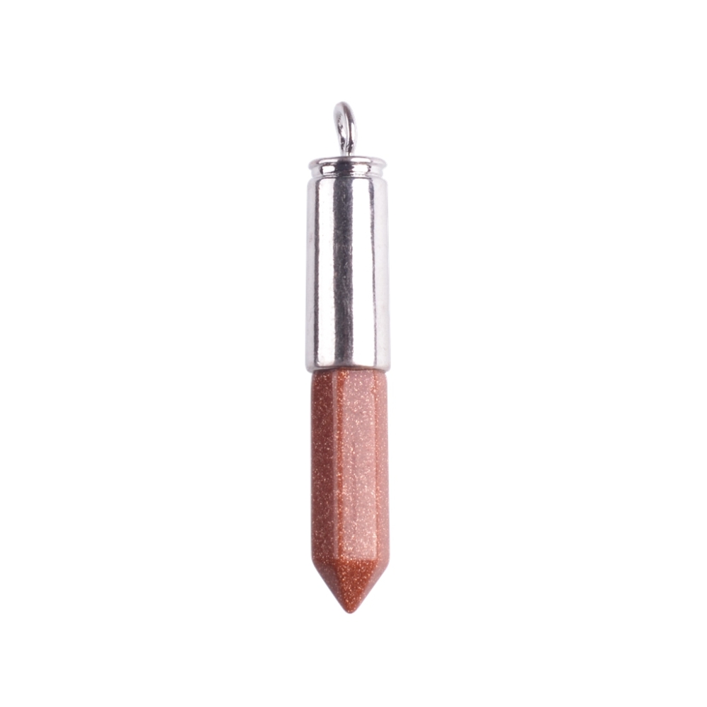 Silver Hexahedral Cylinder Gemstone Pendant