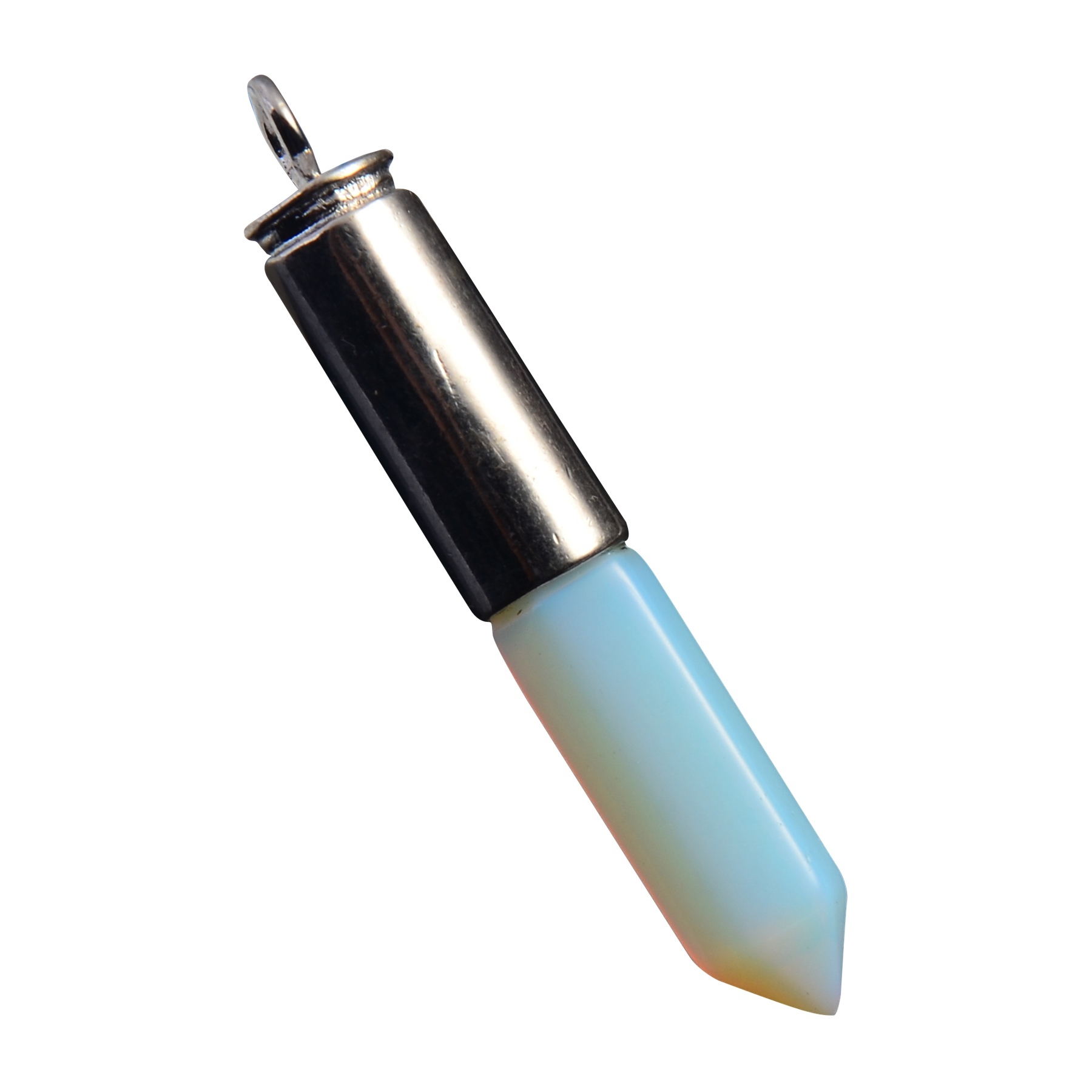 Silver Hexahedral Cylinder Gemstone Pendant