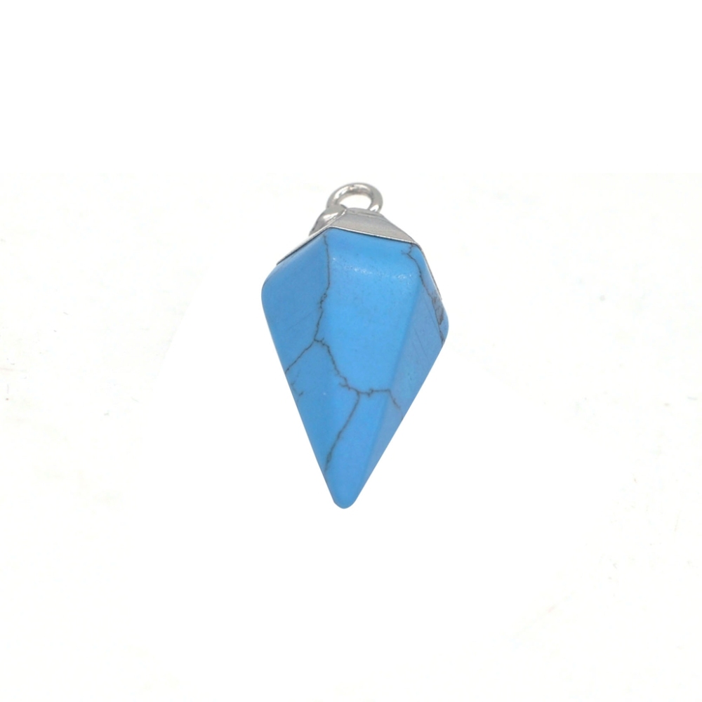 Silver Hexahedral Cone Gemstone Pendant