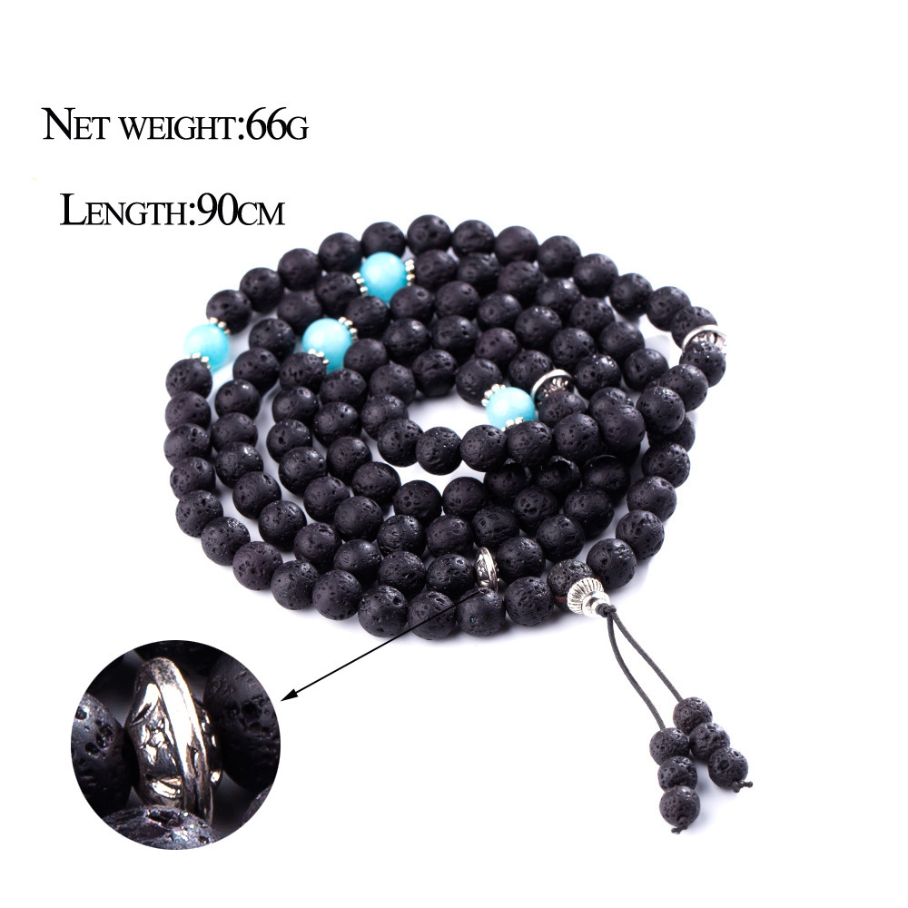108 Buddhist Prayer Beads 7 Chakra Multilayer Yoga Meditation Mala Healing Lava Rock Beads Diffuser Bracelet Necklace