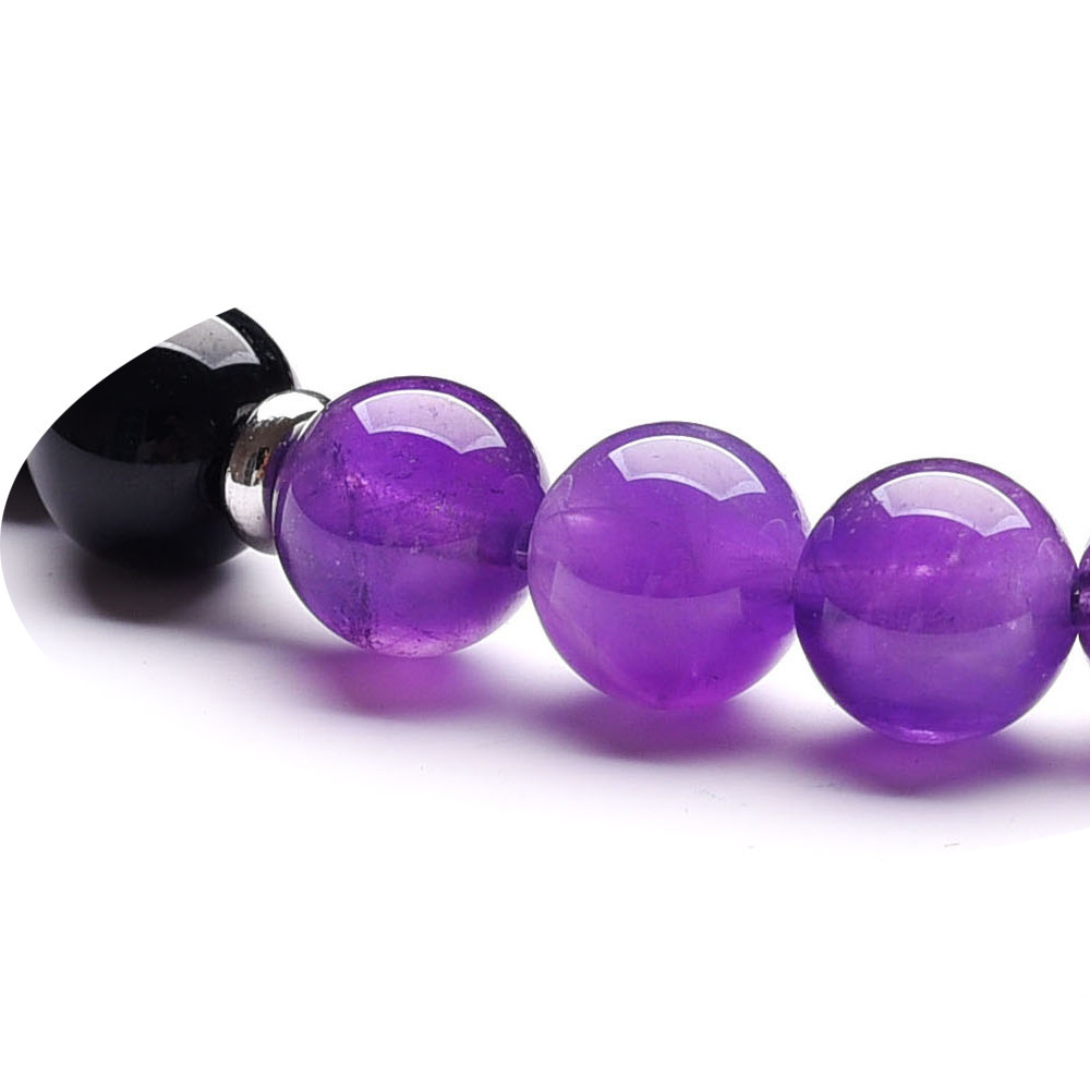 Matte Black Onyx Amethyst 8MM Stone Bracelet
