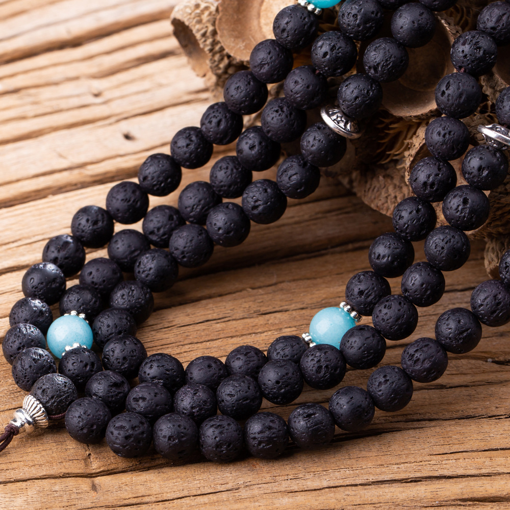 108 Buddhist Prayer Beads 7 Chakra Multilayer Yoga Meditation Mala Healing Lava Rock Beads Diffuser Bracelet Necklace
