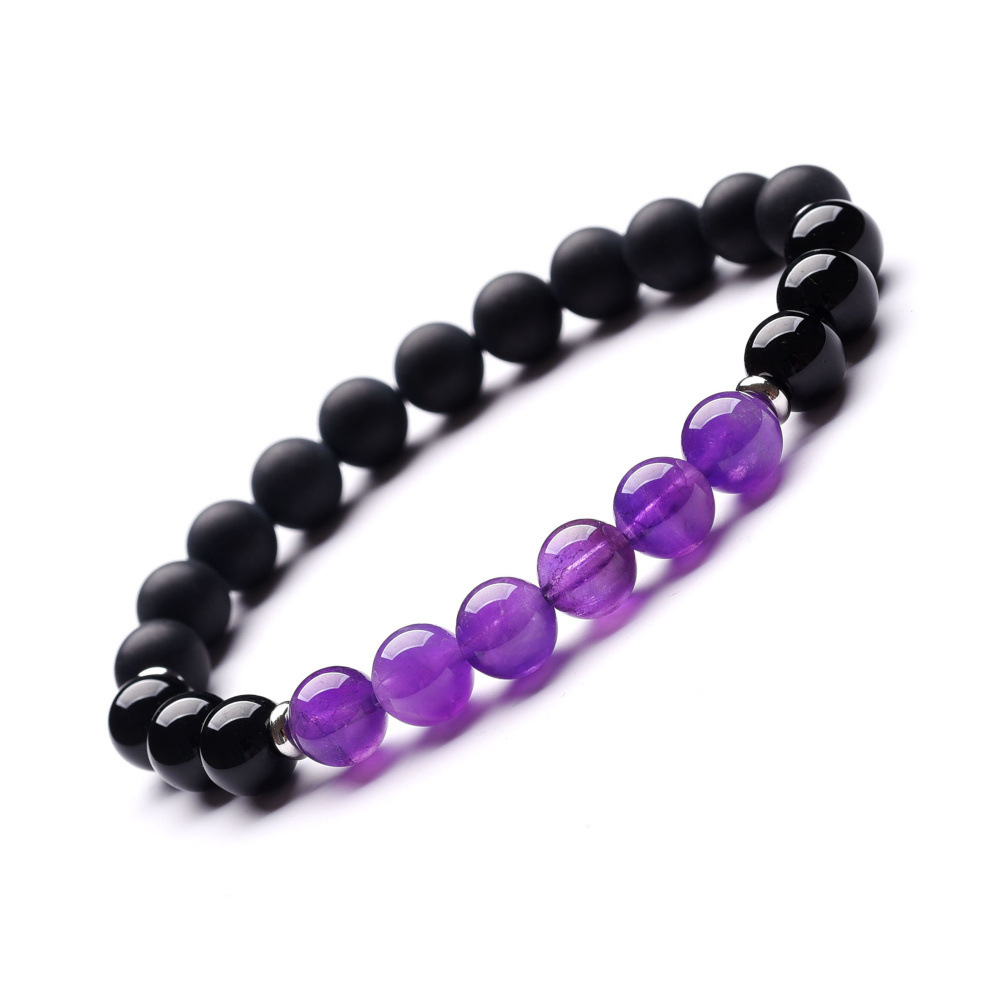 Matte Black Onyx Amethyst 8MM Stone Bracelet